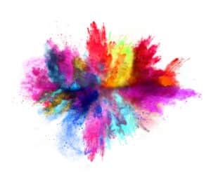 Explosion,Of,Colored,Powder,,Isolated,On,White,Background